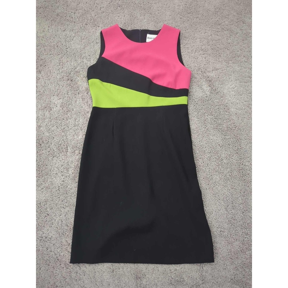 Danny & Nicole Sheath Dress Womens 4P PETITES Colorblock Sleeveless 90s
